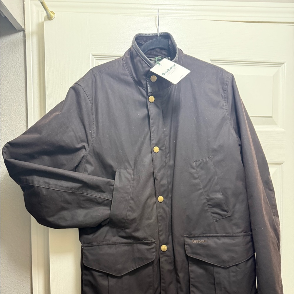 NWT Barbour Hereford Waxed Men's Dark Brown Military Jacket